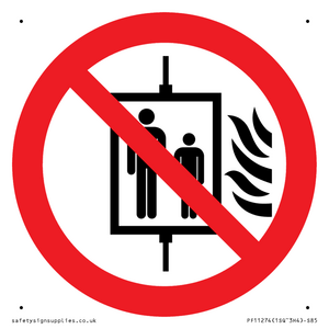 P020 Prohibition: Do not use lift in the event of fire